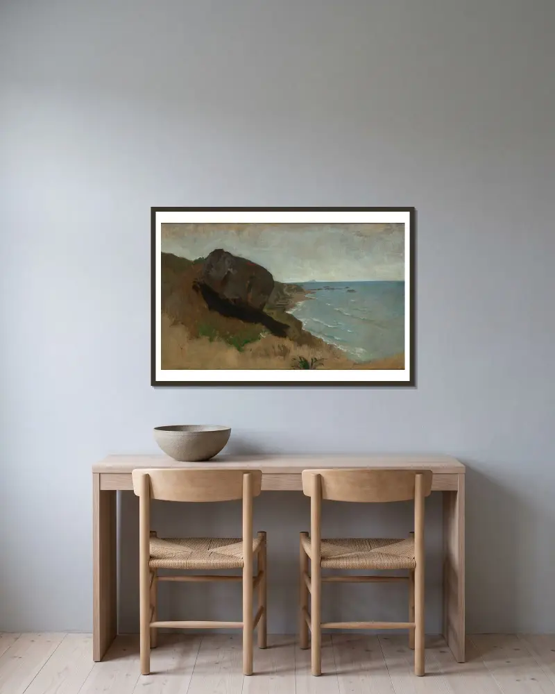 Kust vid Porto d'Anzio av Anselm Feuerbach inramad på en vägg