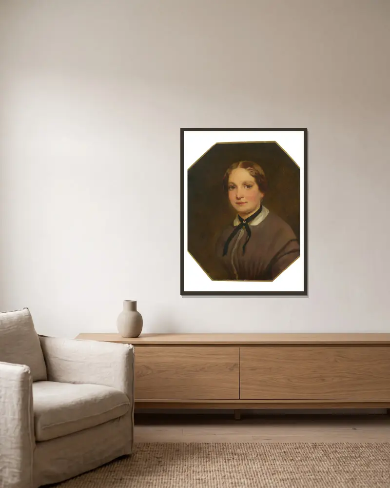 Bildnis seiner Schwester Emilie (1827–1873) von Anselm Feuerbach gerahmt an einer Wand