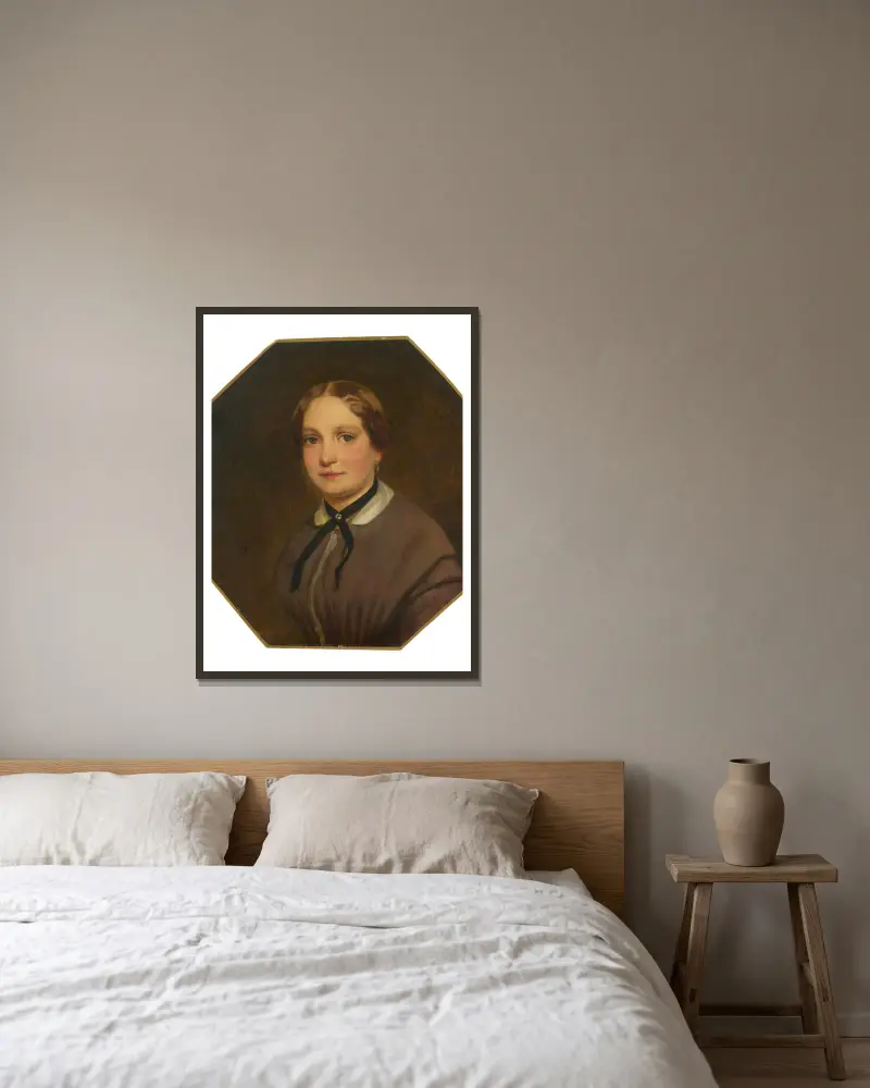 Bildnis seiner Schwester Emilie (1827–1873) von Anselm Feuerbach gerahmt an einer Wand