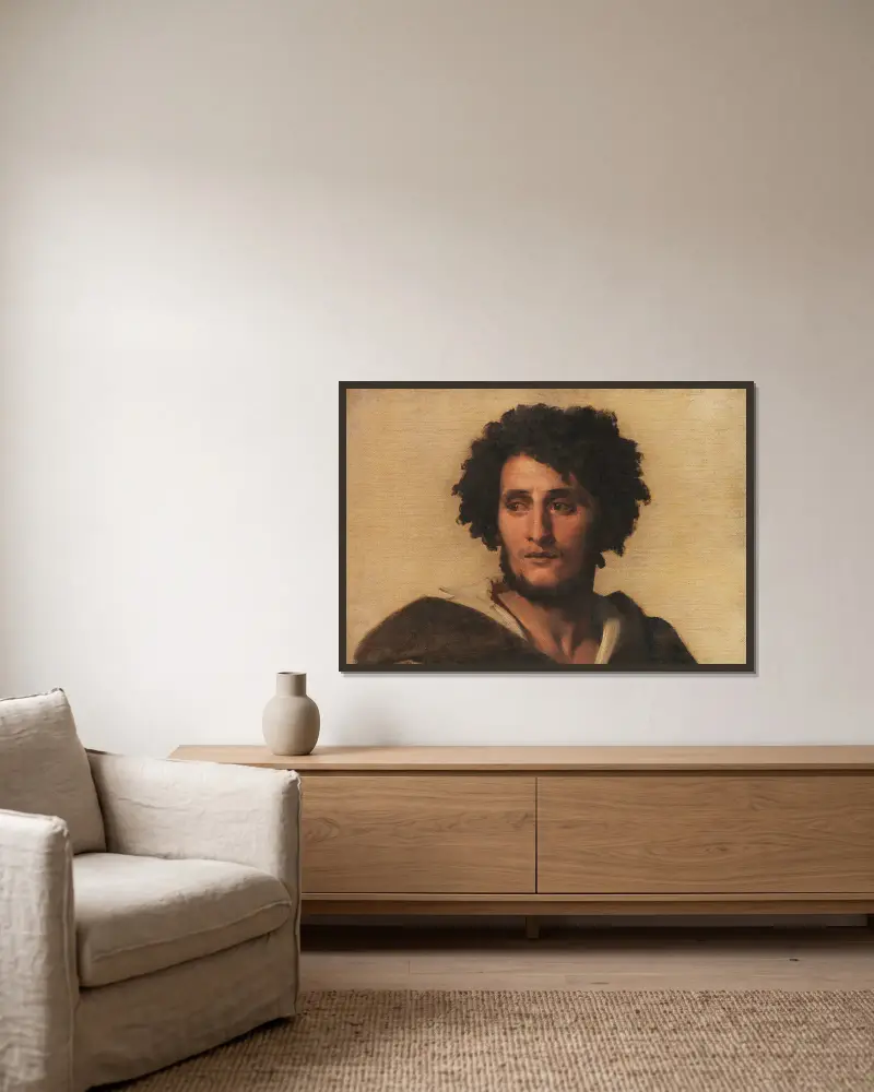 Studienkopf eines Römers von Anselm Feuerbach gerahmt an einer Wand