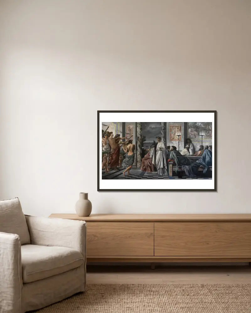 Platons Gastmahl von Anselm Feuerbach gerahmt an einer Wand