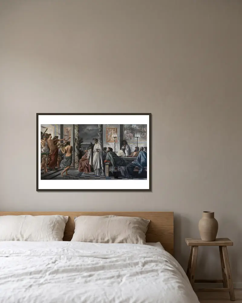 Platons Gastmahl von Anselm Feuerbach gerahmt an einer Wand