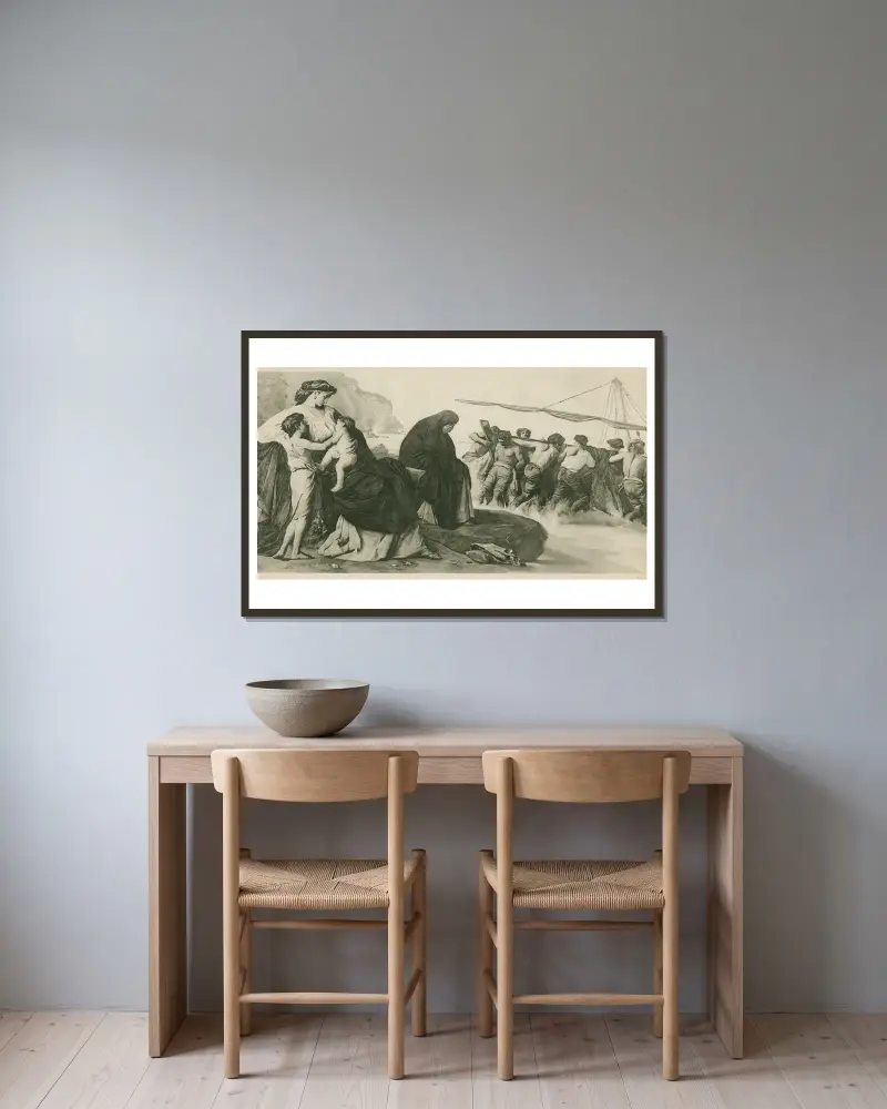 Medeas avfärd av Anselm Feuerbach inramad på en vägg