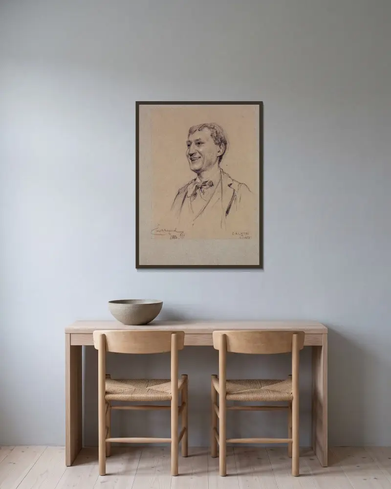 Porträtt av Calvin, skådespelare vid Palais-Royal av Émile-Antoine Bayard inramad på en vägg