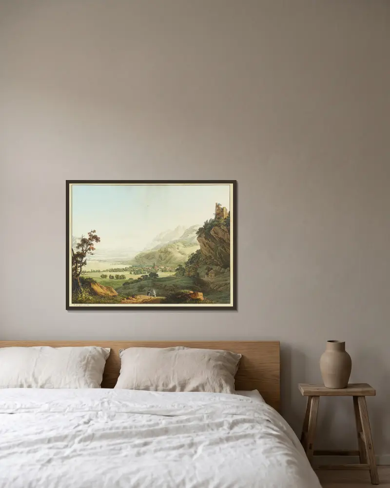 Vue de Bex av Jean-Antoine Linck inramad på en vägg