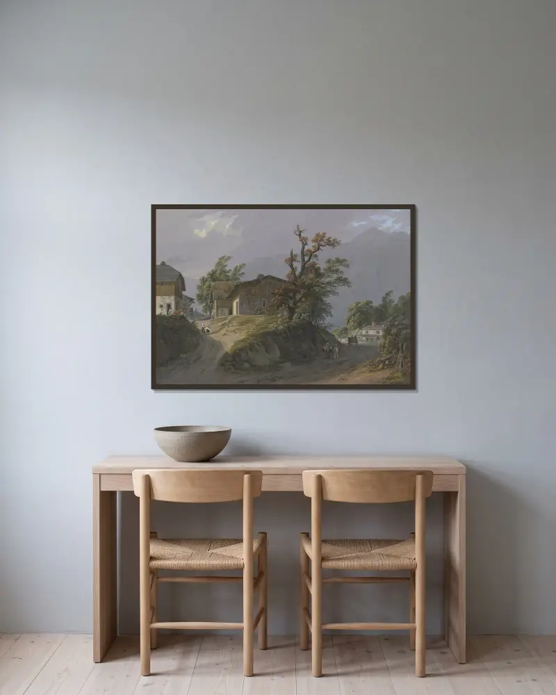 Vy över Viû en Salas och Môle av Jean-Antoine Linck inramad på en vägg