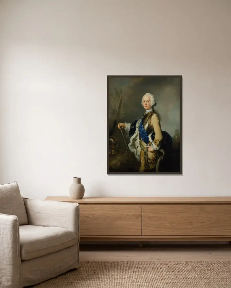 Adolf Fredrik av Sverige av Antoine Pesne inramad på en vägg