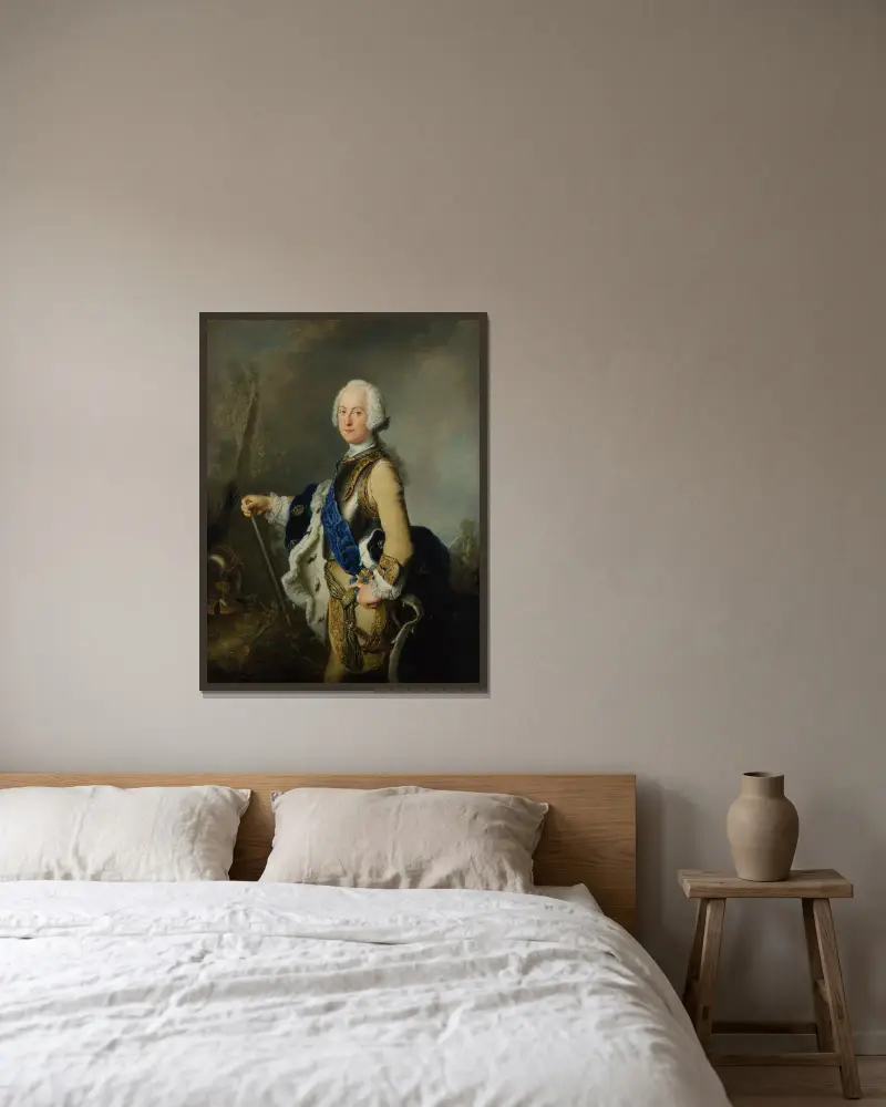 Adolf Fredrik av Sverige av Antoine Pesne inramad på en vägg