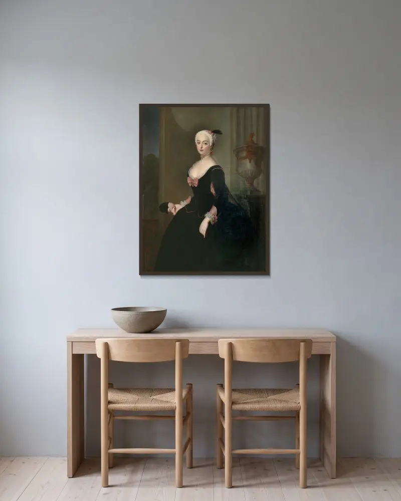 Anna Elisabet von der Schulenburg av Antoine Pesne inramad på en vägg