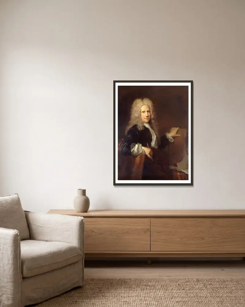 Jean Mariette (1660-1724), graveur du roi av Antoine Pesne inramad på en vägg
