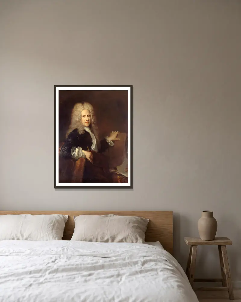 Jean Mariette (1660-1724), graveur du roi av Antoine Pesne inramad på en vägg