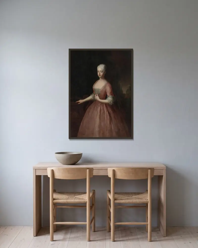 Markgräfin Friederike Louise av Antoine Pesne inramad på en vägg