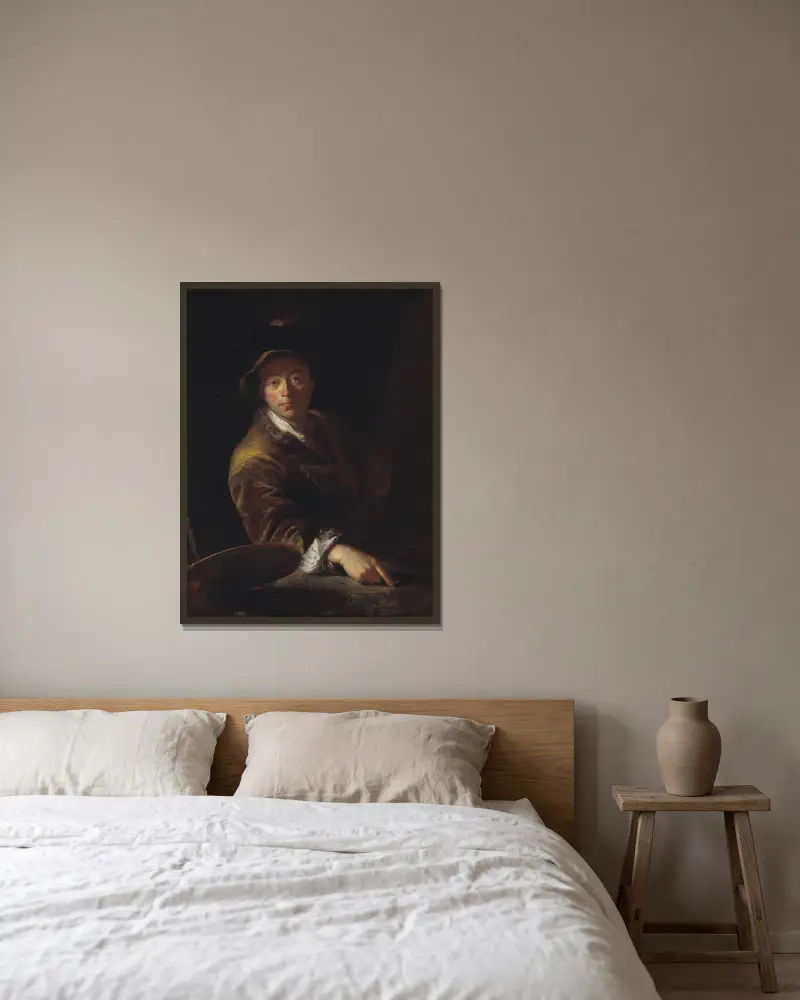 Porträtt av en målare (förmodligen C. L. Agricola, 1667–1719) av Antoine Pesne inramad på en vägg