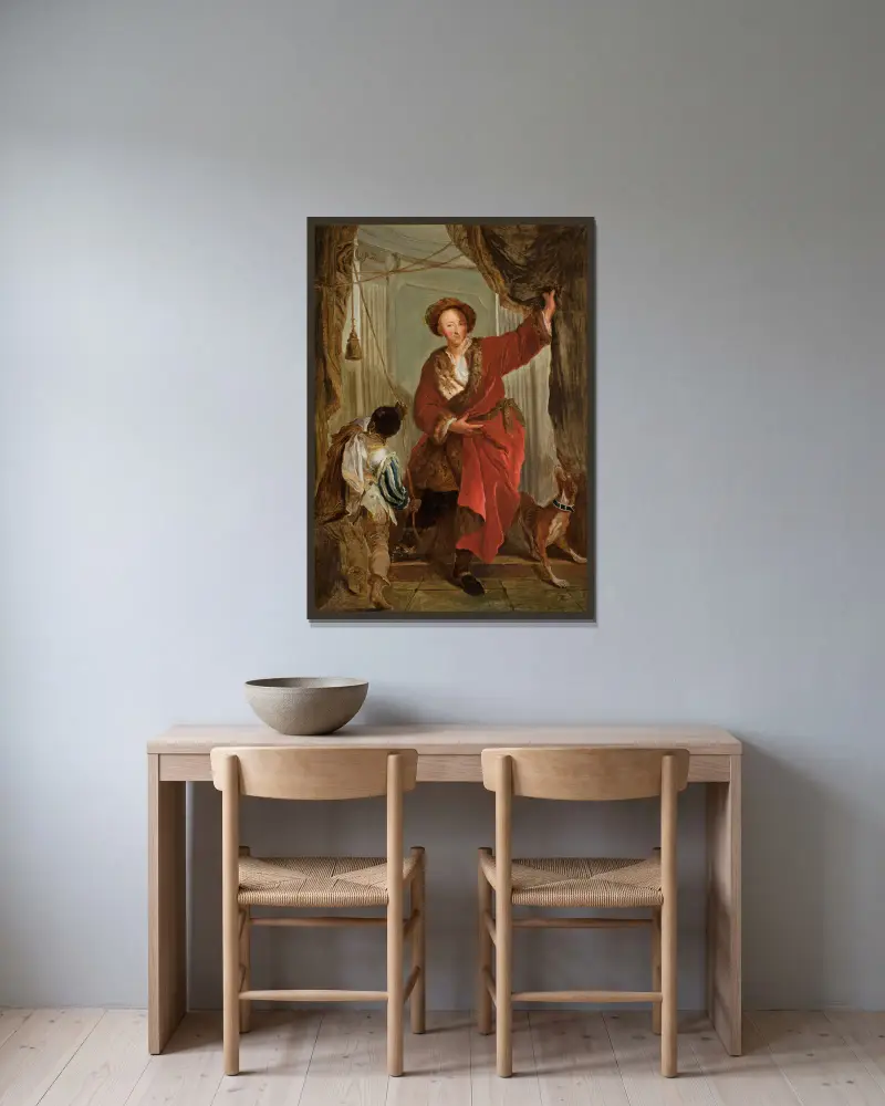 Porträt des Friedrich Ernst von Knyphausen (1678–1731) von Antoine Pesne gerahmt an einer Wand