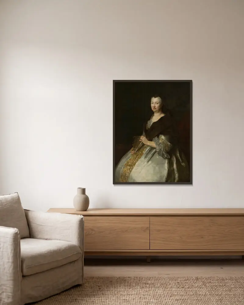 Porträtt av Sophia Hedwig von Tettau (1662–1733) av Antoine Pesne inramad på en vägg