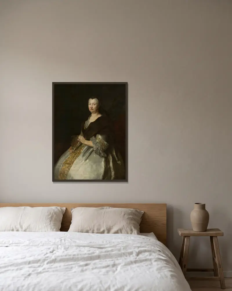 Porträtt av Sophia Hedwig von Tettau (1662–1733) av Antoine Pesne inramad på en vägg