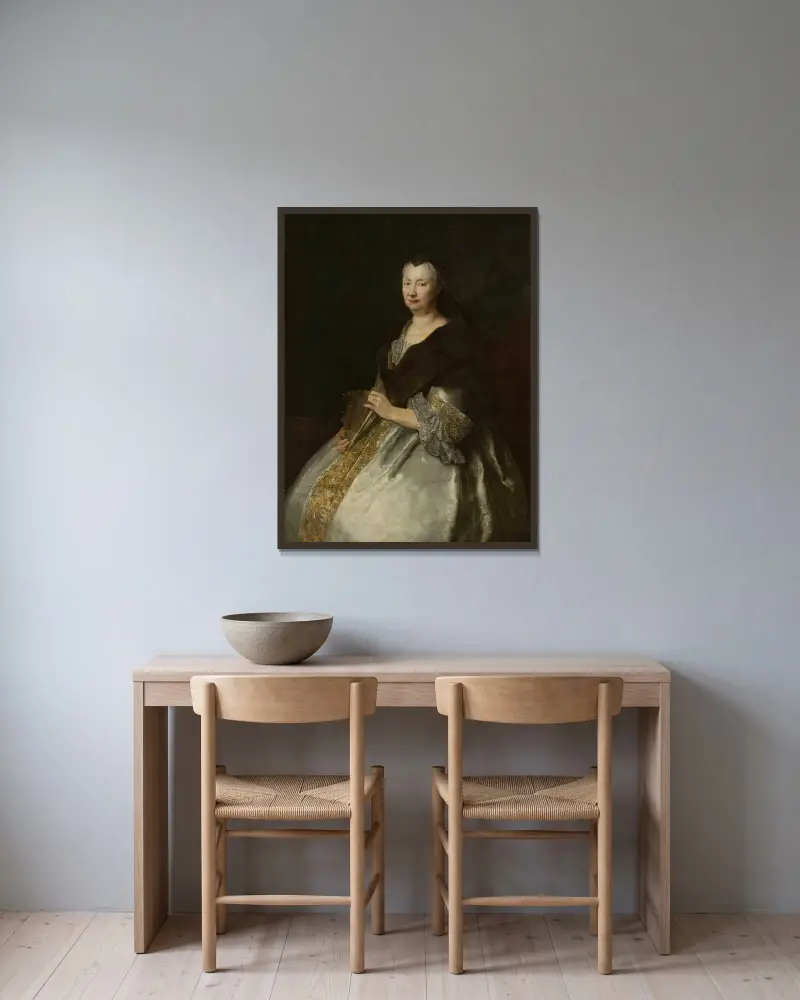 Porträtt av Sophia Hedwig von Tettau (1662–1733) av Antoine Pesne inramad på en vägg