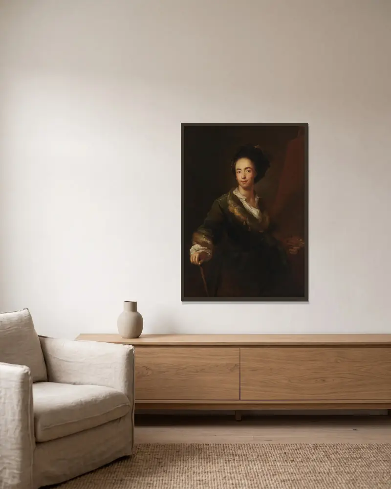 Selbstbildnis von Antoine Pesne gerahmt an einer Wand
