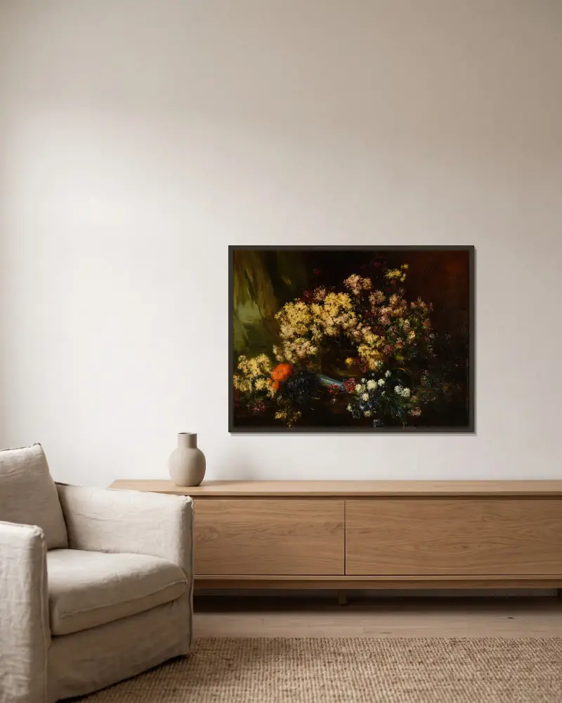 Chrysanthemen von Antoine Vollon gerahmt an einer Wand