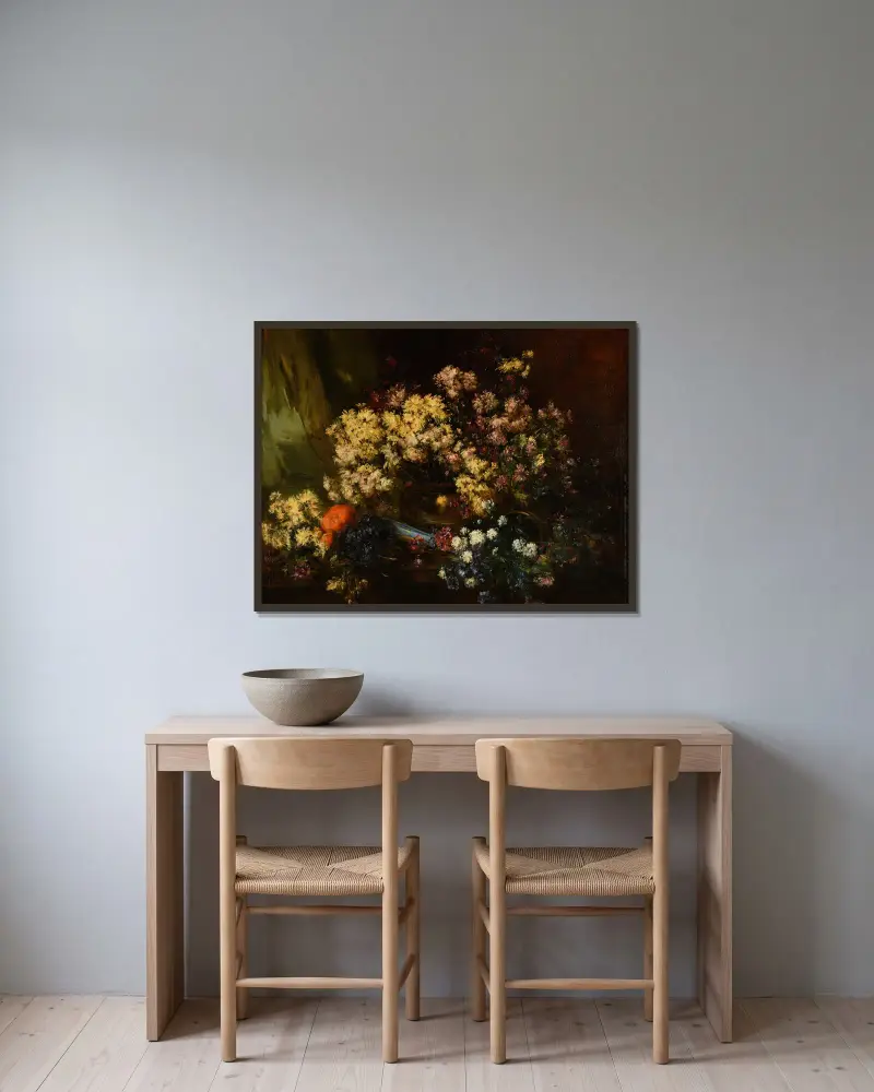 Chrysanthemen von Antoine Vollon gerahmt an einer Wand
