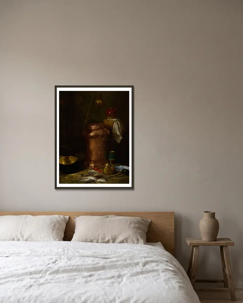 Intérieur de cellier av Antoine Vollon inramad på en vägg