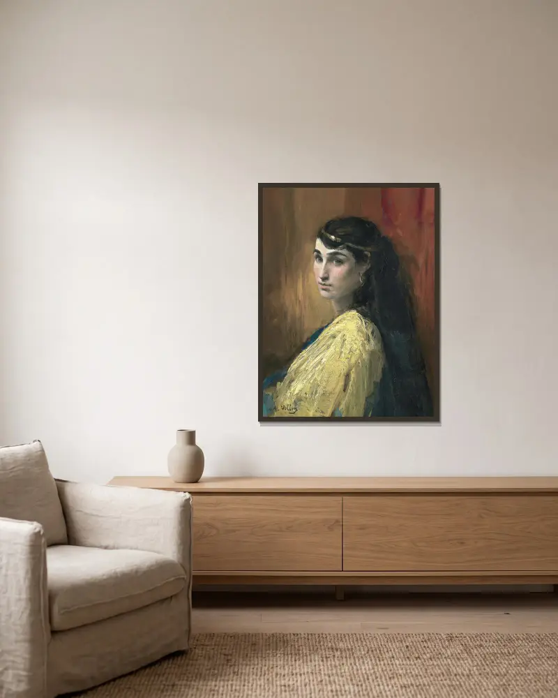 Die schöne Orientalin von Antoine Vollon gerahmt an einer Wand