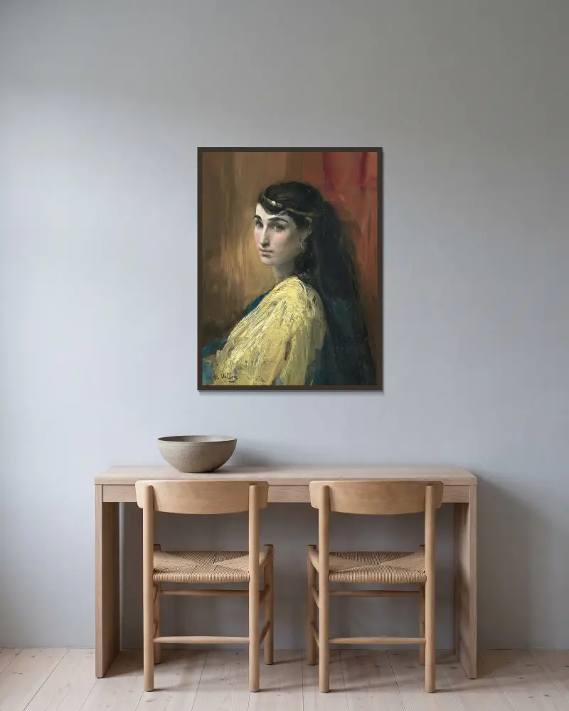 Die schöne Orientalin von Antoine Vollon gerahmt an einer Wand