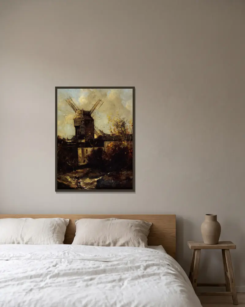 Die Moulin de la Galette in Montmartre von Antoine Vollon gerahmt an einer Wand