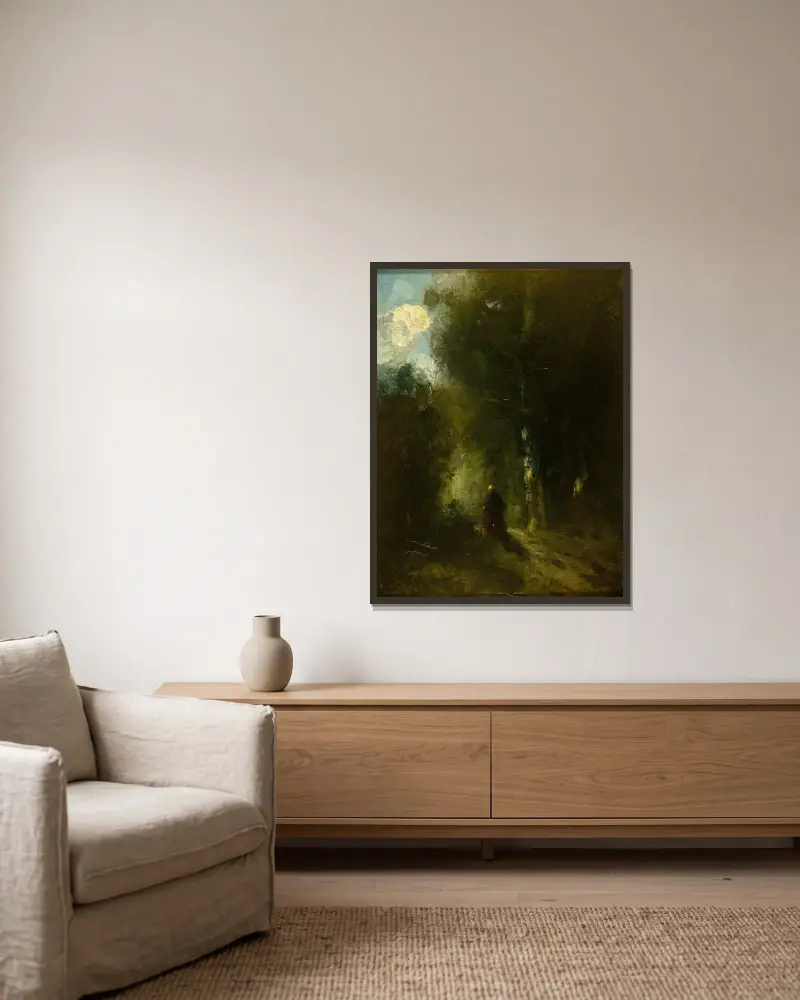 Waldlandschaft von Antoine Vollon gerahmt an einer Wand