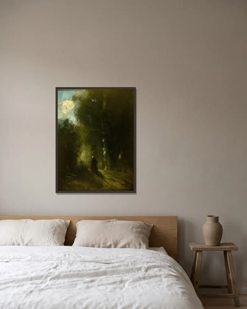 Waldlandschaft von Antoine Vollon gerahmt an einer Wand