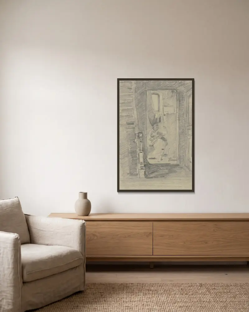 Blick in des Künstlers Atelier av Anton Burger inramad på en vägg