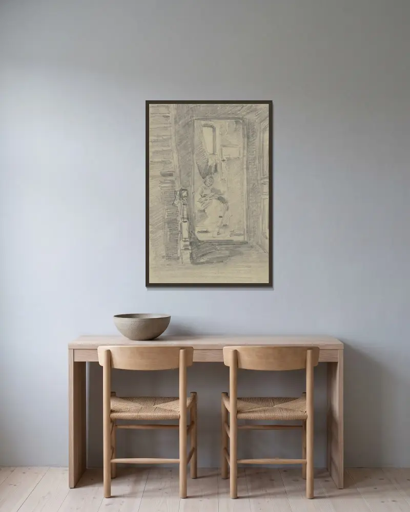Blick in des Künstlers Atelier av Anton Burger inramad på en vägg