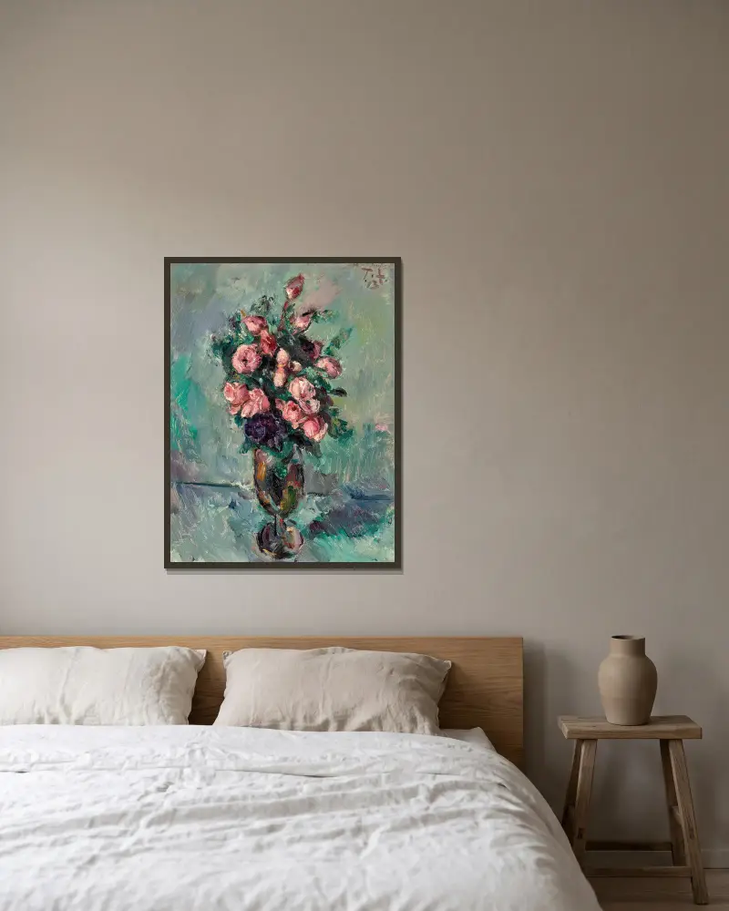 Hochzeitsrosen I av Anton Faistauer inramad på en vägg