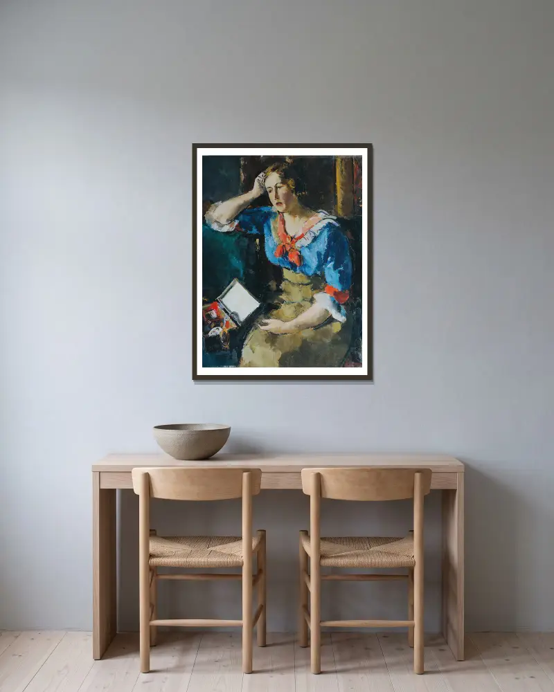 Sedící dáma v modré blůze, Anton Faistauer v rámu na stěně