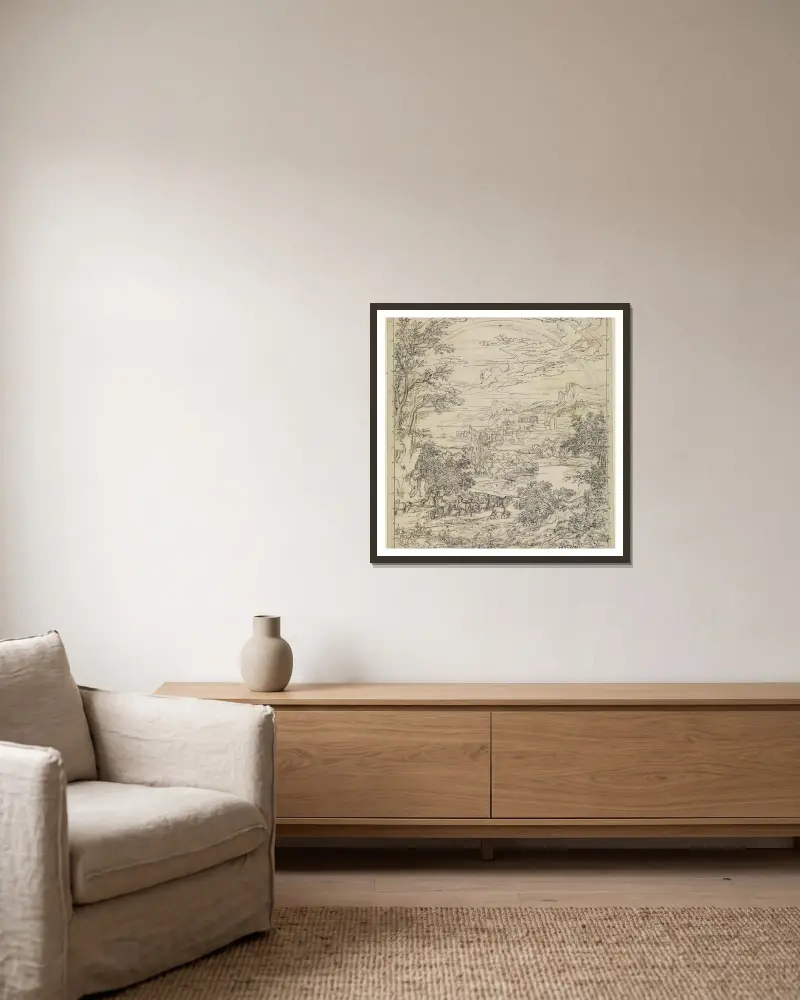 Heroische Landschaft mit Regenbogen – Nr. 1 von Joseph Anton Koch gerahmt an einer Wand