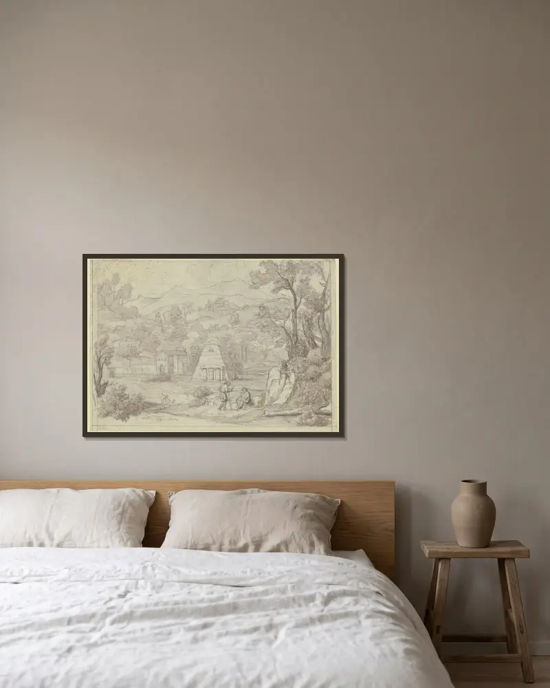Landschaft bei Nemi mit Monte Cavo von Joseph Anton Koch gerahmt an einer Wand