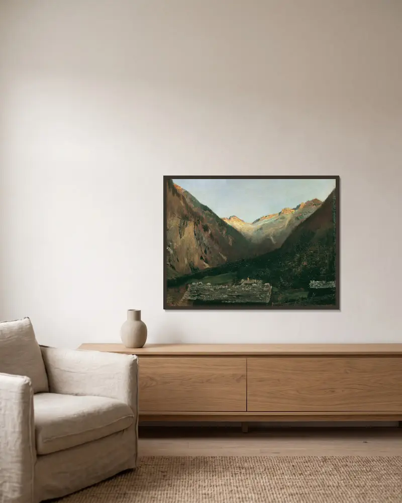 Abend in der Prossau bei Gastein von Anton Romako gerahmt an einer Wand