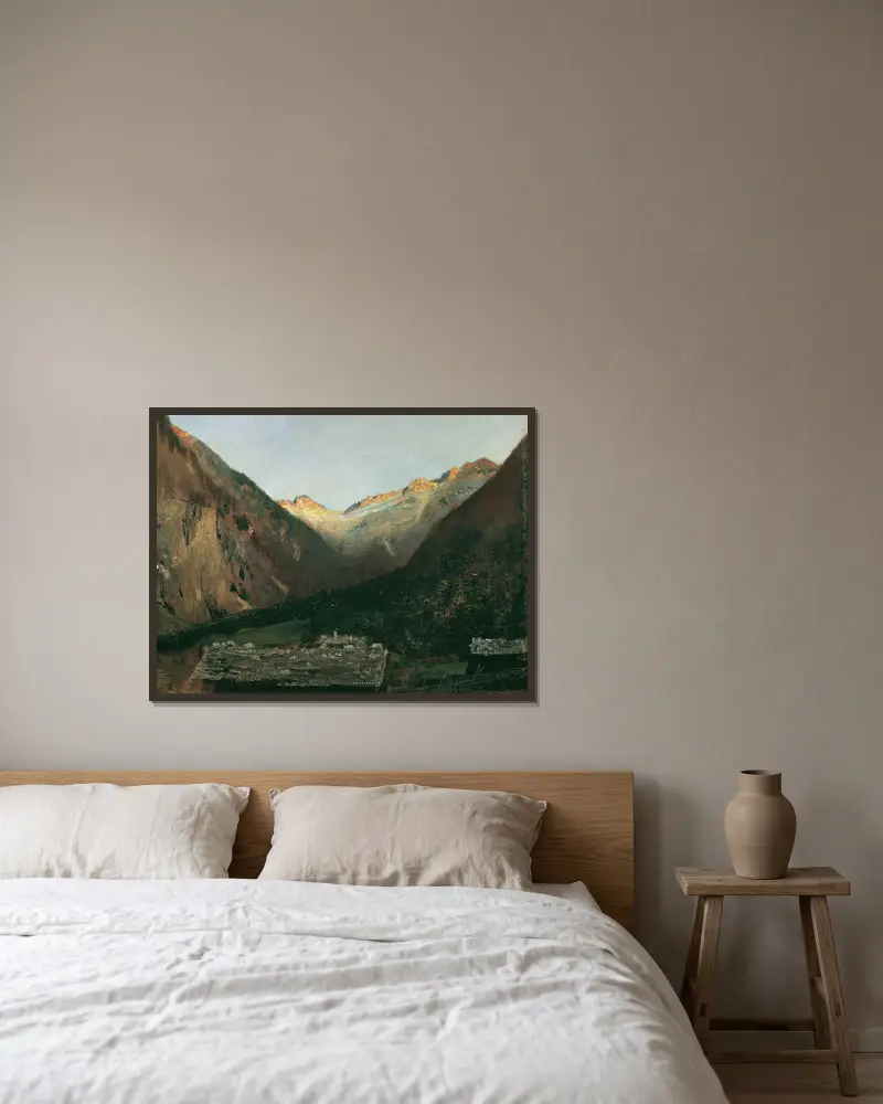 Abend in der Prossau bei Gastein von Anton Romako gerahmt an einer Wand