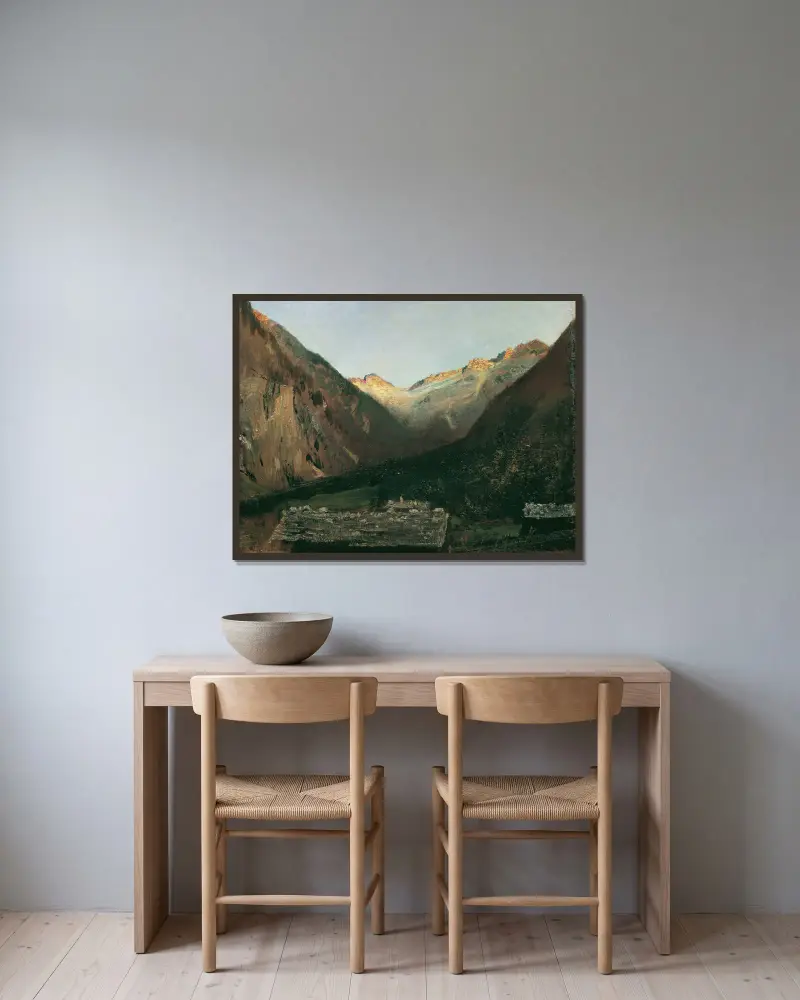 Abend in der Prossau bei Gastein von Anton Romako gerahmt an einer Wand