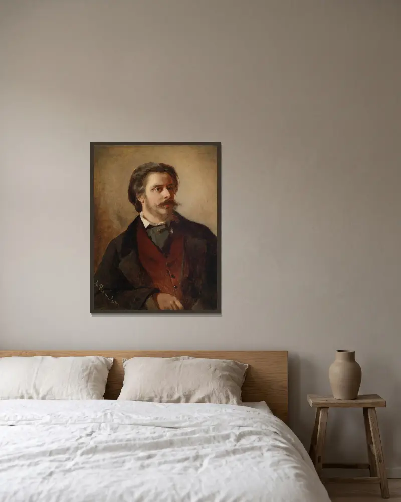 Bildnis des Malers Berthold Winder av Anton Romako inramad på en vägg