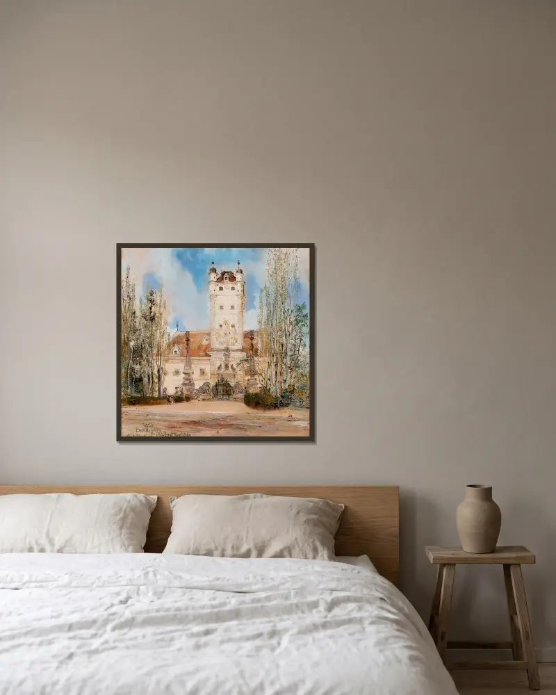 Greillenstein Castle av Anton Romako inramad på en vägg