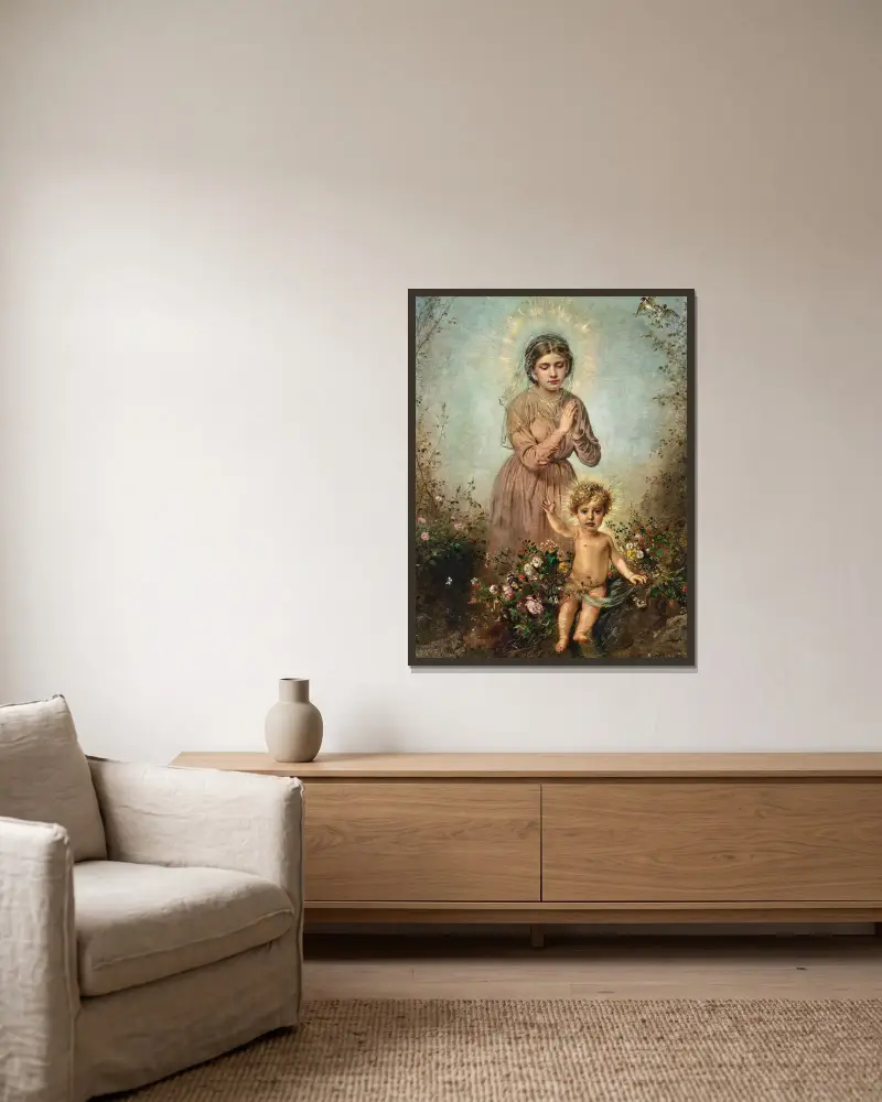Madonna and Child av Anton Romako inramad på en vägg