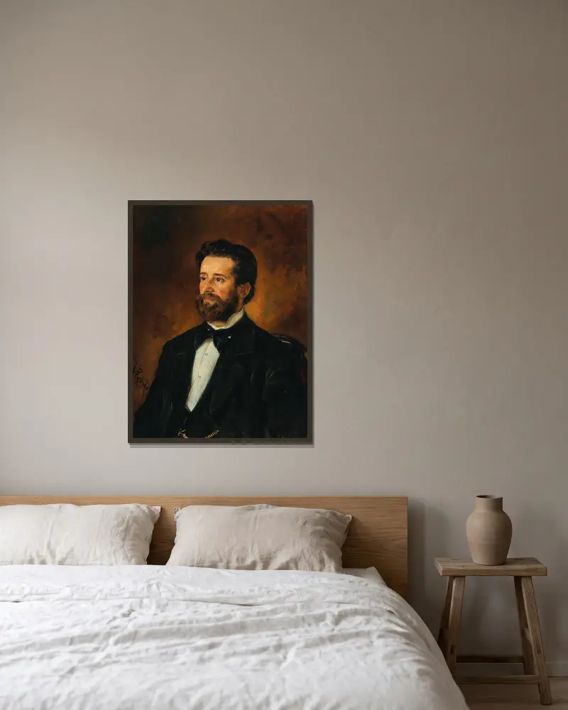 Porträtt av arkitekten Johann De Colle av Anton Romako inramad på en vägg