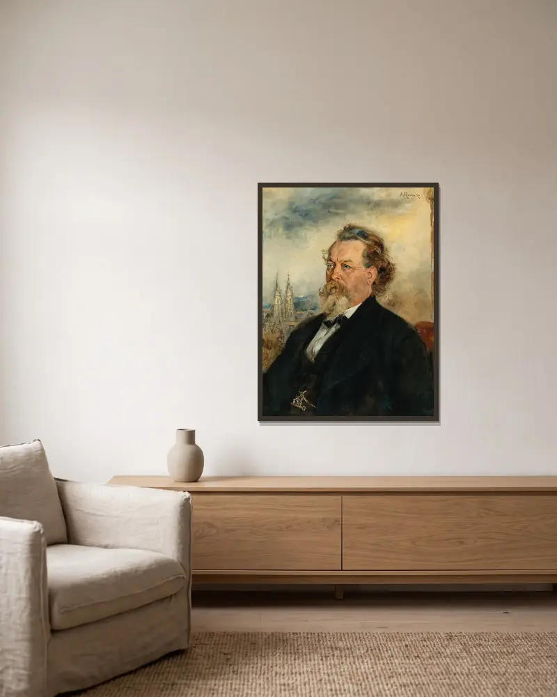 Porträt Bücher Wilhelm av Anton Romako inramad på en vägg