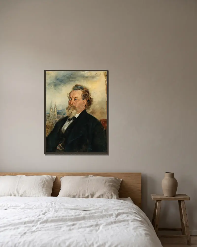 Porträt Bücher Wilhelm av Anton Romako inramad på en vägg