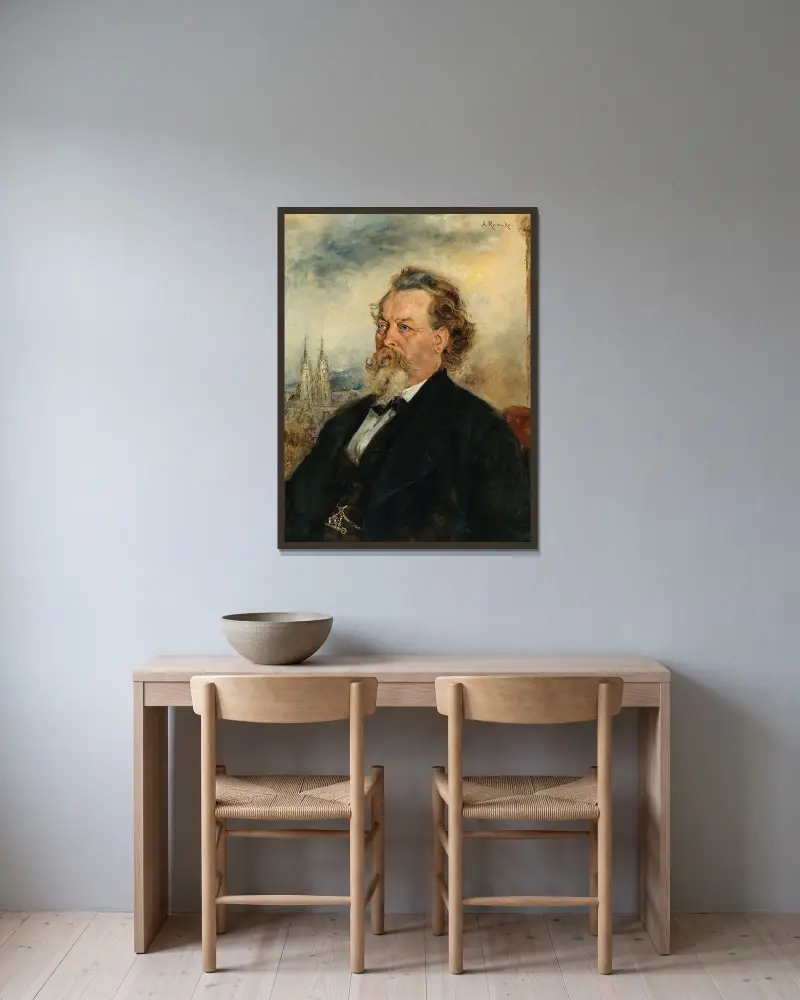 Porträt Bücher Wilhelm av Anton Romako inramad på en vägg