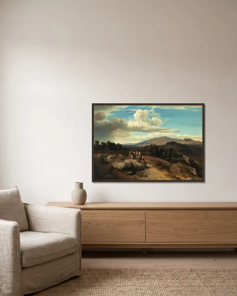Spanische Landschaft av Anton Romako inramad på en vägg