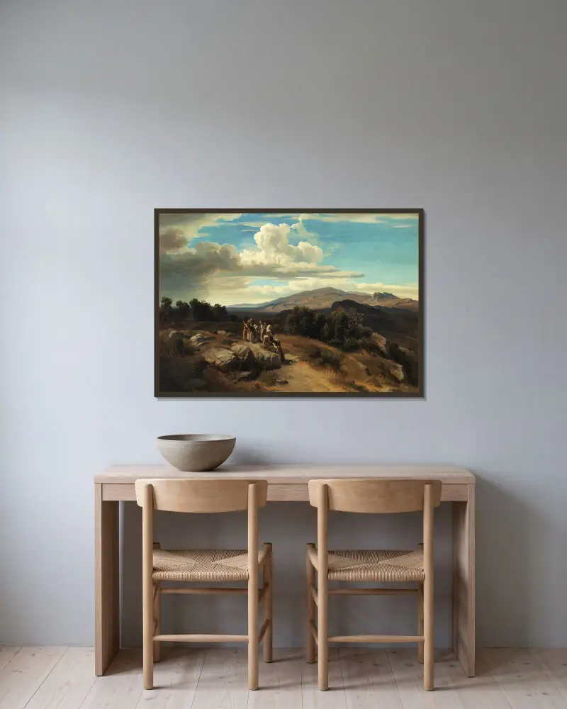 Spanische Landschaft av Anton Romako inramad på en vägg