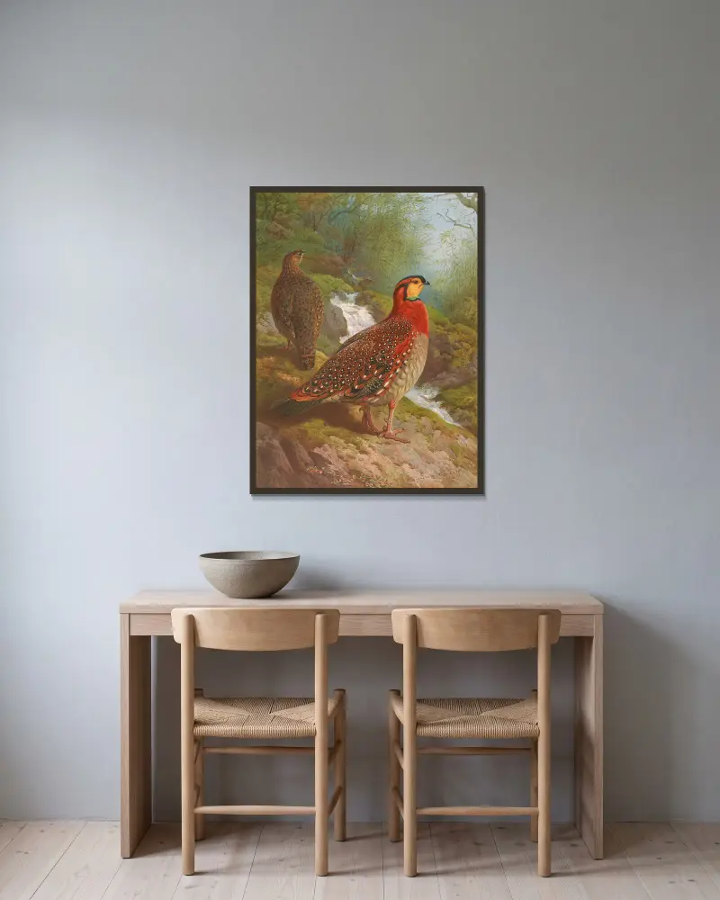Blyths Tragopan von Archibald Thorburn gerahmt an einer Wand