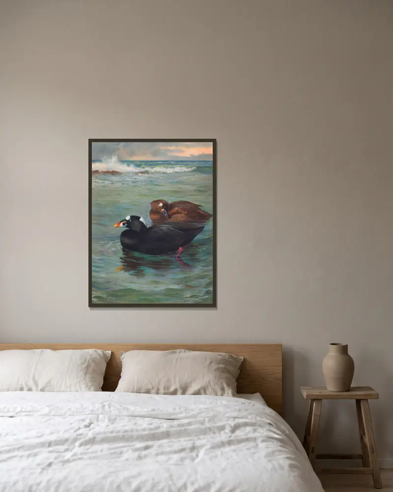 Wellenreiter von Archibald Thorburn gerahmt an einer Wand
